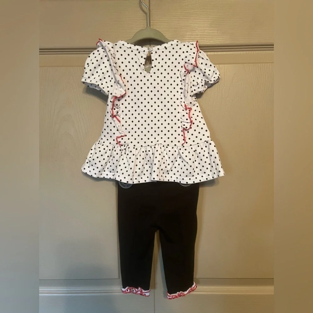 Disney NWOT Baby White and Black Polka Dot Outfit